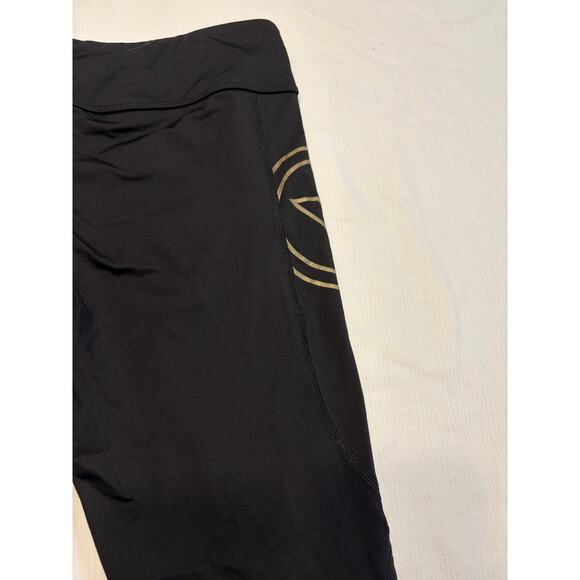 Virus Performance Compression Leggings Cropped Black Gold Womens Large Gym - Picture 14 of 16